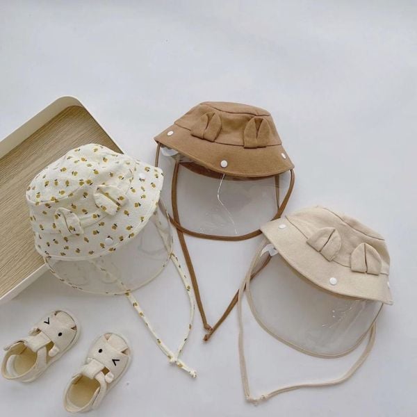 Mũ Chống Giọt Bắn Cho Bé Hình Tai Gấu Nhiều Màu Cho Bé Trai, Bé Gái