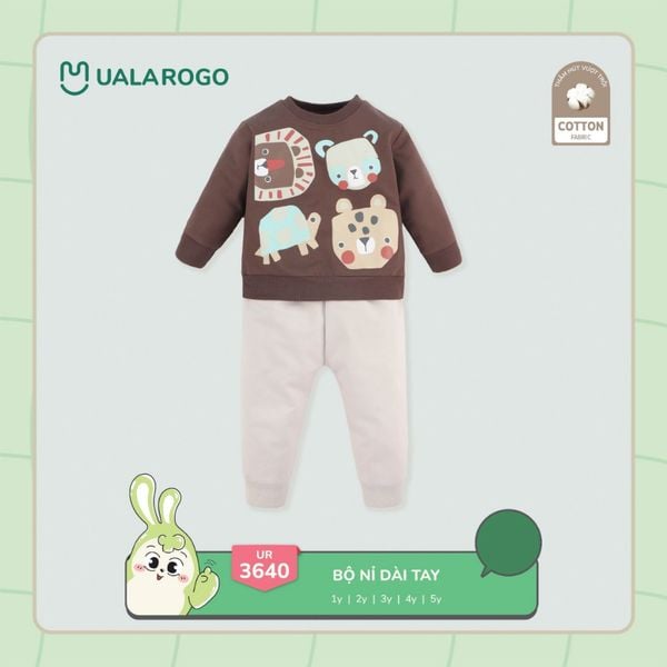 Bộ Dài Tay Nỉ Chéo Ualarogo UR3640 Cho Bé Gái Và Bé Trai