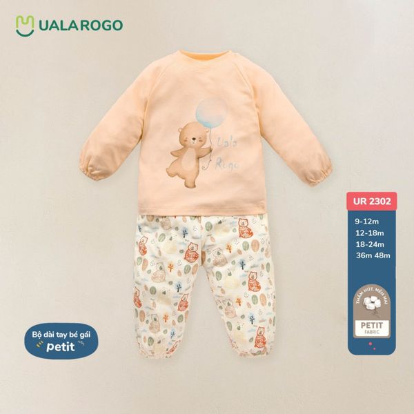 Bộ Dài Tay Bé Gái Petit Ualarogo UR2302, Petit, Vải Thoáng Mát Co Giãn Thấm Hút Mềm Mại Đáng Yêu