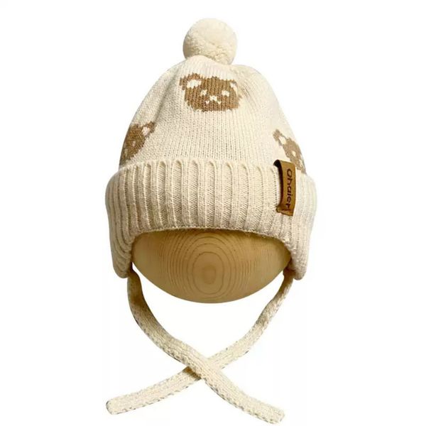Mũ Nón Bịt Tai Mùa Đông Hoạ Tiết Gấu Cho Bé Trai Bé Gái, Có Dây Buộc