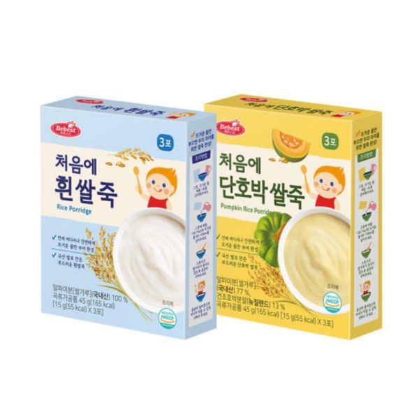Bột Ăn Dặm Bebest Vị Bí Đỏ Hàn Quốc 45G, Bột Gạo Dinh Dưỡng Nấu Cháo Cho Bé Từ 4M+