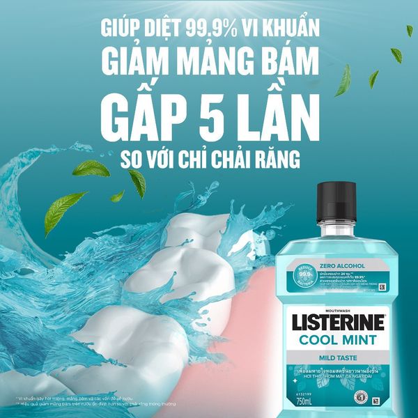 Nước súc miệng Listerine Cool Mint, Giúp Hơi Thở Thơm Mát - Siêu Thị Mẹ Và Bé Carrot