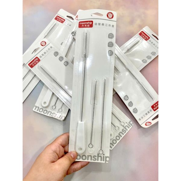Cọ Rửa Ống Hút, Núm Moonship 361 Cho Bé, Thép Không Gỉ, Uốn Cong Dễ Dàng