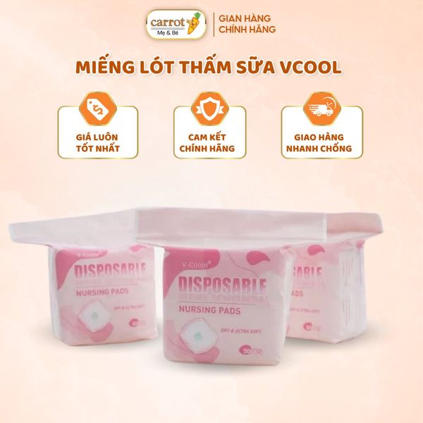 Miếng Lót Thấm Sữa V-Cool (50 miếng) Thấm Hút Tốt, Chống Tràn Tuyệt Đối - Siêu Thị Mẹ Và Bé Carrot