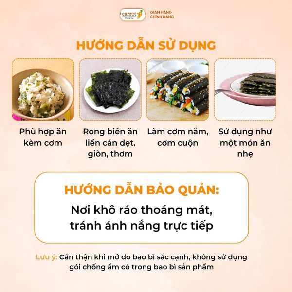 Rong Biển Tách Muối Hữu Cơ ALVINS Hàn Quốc Cho Bé Ăn Dặm