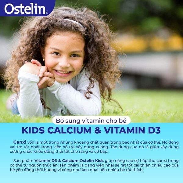 Viên Nhai Calcium & Vitamin D3 Ostelin Kids Bổ Sung Canxi Và Vitamin D3 Cho Trẻ Giúp Hỗ Trợ Hệ Xương, Răng chắc khỏe