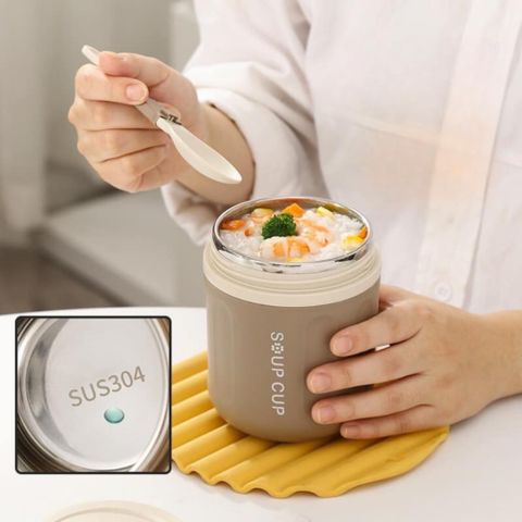 Bình Ủ Cháo Breakfast Cup Có Dung Tích 480ML Màu Hồng Và Màu Be