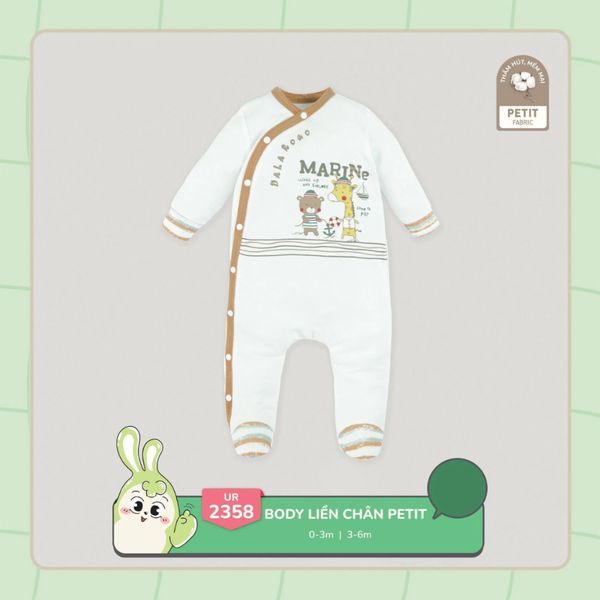 Body Liền Tất Ualarogo Cài Chéo Vải Petit Mềm Mỏng Bé Sơ Sinh 2358