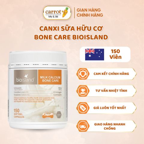Canxi Sữa Hữu Cơ Bone Care Bioisland 150 Viên,Bổ Sung Canxi Cho Mẹ Bầu Và Người Lớn