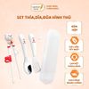 Set Thìa, Dĩa, Đũa Hình Thú Kèm Hộp Đựng Cho Bé