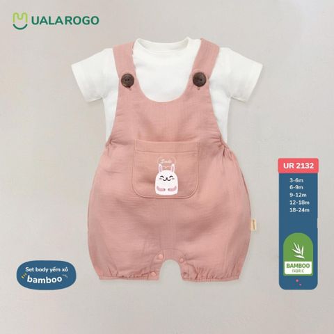 Bộ Body Yếm Ualarogo UR2132 Cho Bé Trai Và Bé Gái, Vải Sợi Tre Bamboo Cộc Tay Áo Rời
