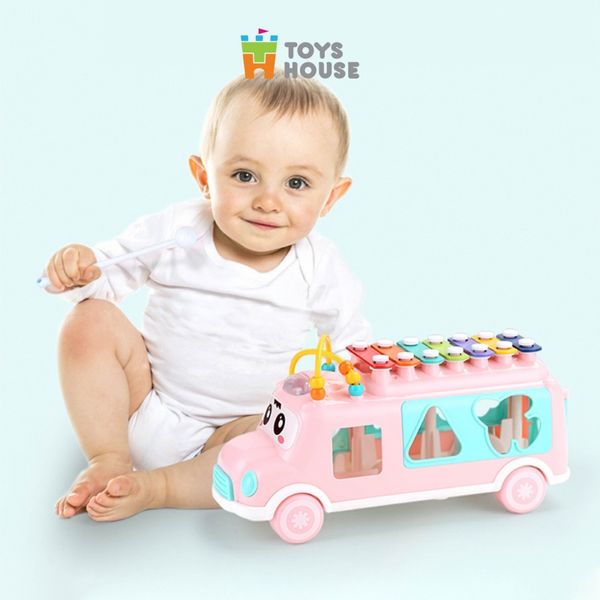 Đồ Chơi Ô Tô Thả Khối Kết Hợp Đàn Gõ ToysHouse HE8036, Đồ Chơi Cho Bé Từ 18M