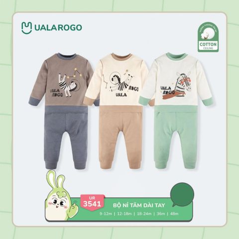 Bộ Dài Tay Nỉ Tăm Ualarogo UR3541, Set Đồ Dài Tay Cho Bé 9-48M