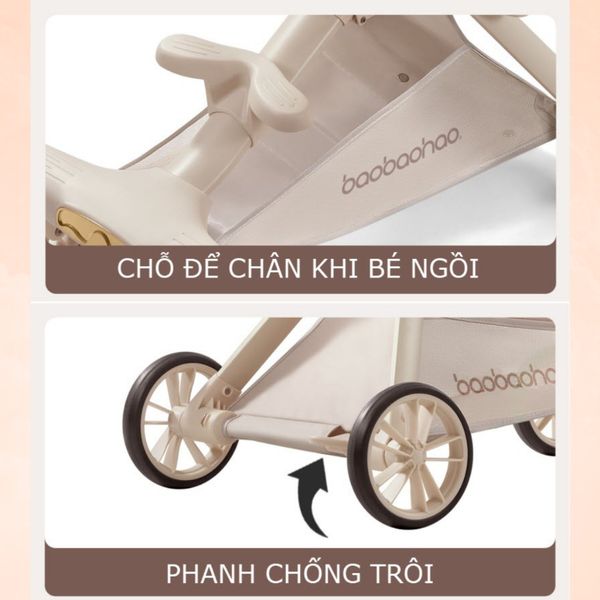 Xe Đẩy 2 Chiều Gấp Gọn Cho Bé Baobaohao V16 Màu Đen, Thiết Kế Gọn Nhẹ