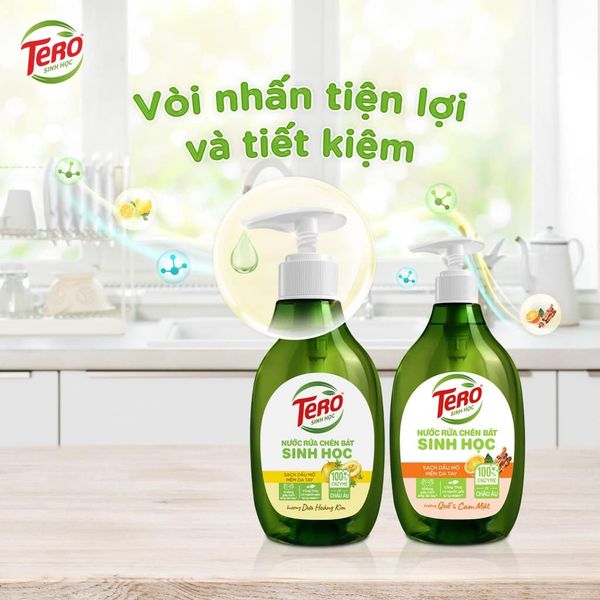 Nước Rửa Chén Sinh Học Tero Hương Dưa Hoàng Kim 900G Mùi Hương Quế Cam