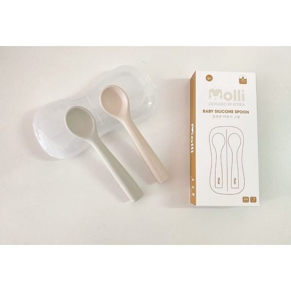 Set 2 Thìa Silicon Molli, Không BPA, An Toàn Cho Bé