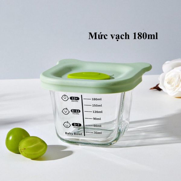 Hộp Trữ Đông Thuỷ Tinh Đựng Thức Ăn Cho Bé Chia Vạch 230ml