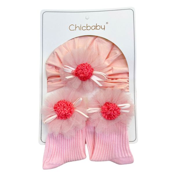 Set Mũ Turban Kèm Tất  CHICBABY Nhiều Mẫu Xinh Xắn Đáng Yêu Cho Bé Sơ Sinh 0-12 Tháng