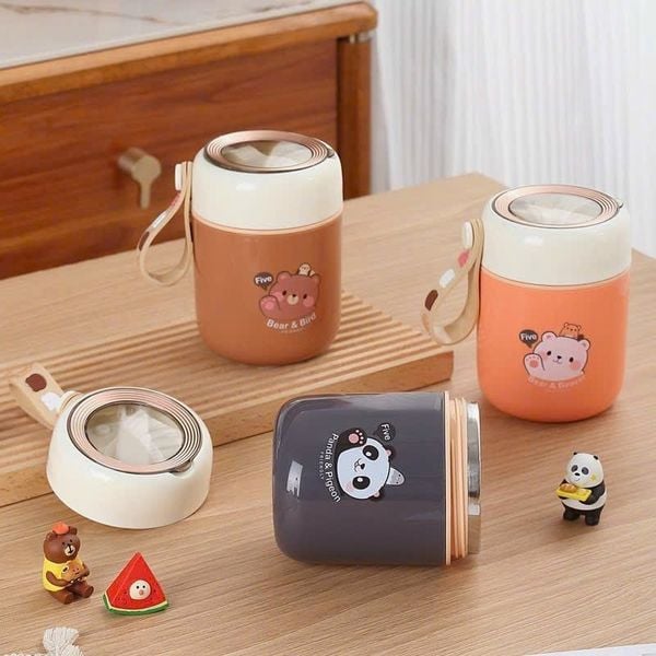 Bình Ủ Cháo Bear Family 500ML Có Kèm Theo Thìa