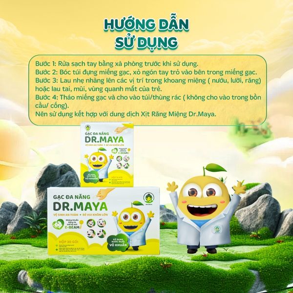 Gạc Đa Năng Dr.Maya, Gạc Rơ Lưỡi Đa Năng, Giúp Vệ Sinh Răng Miệng Bé