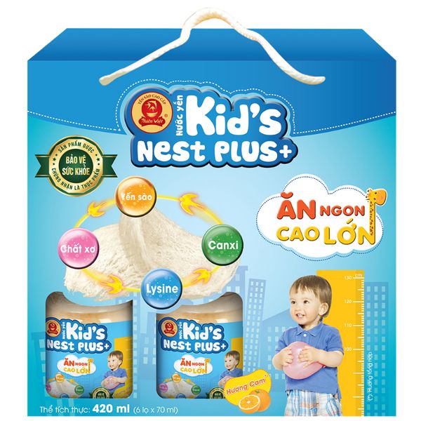 Nước Yến Kid's Nest Plus - Bé Biếng Ăn, Phát Triển Chiều Cao - Lốc 6 Hộp