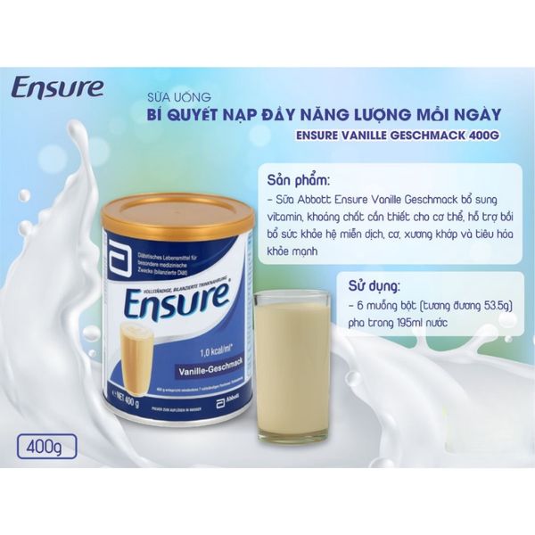 Sữa Bột Abbott Ensure Đức Powder Vanille-Geschmask Hộp 400g