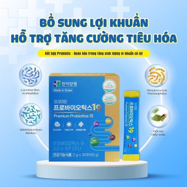 Men Vi Sinh Premium Probiotics 19 Hàn Quốc, Bổ Sung Lợi Khuẩn Vàng Cho Tiêu Hoá Khoẻ Mạnh