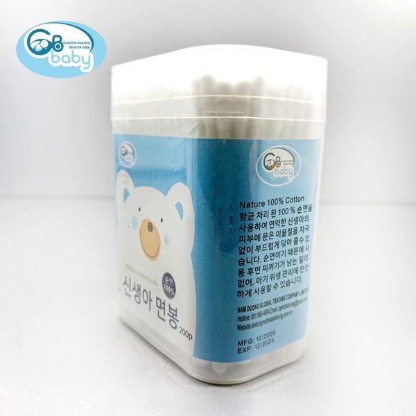 Tăm Bông GB Baby Trẻ Em Đầu Dẹt Và Tròn 200 Cái Hàn Quốc