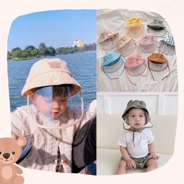 Mũ Chống Giọt Bắn Cho Bé Hình Tai Gấu Nhiều Màu Cho Bé Trai, Bé Gái