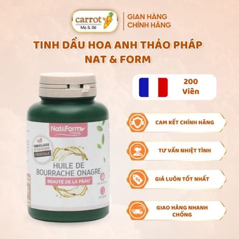 Tinh Dầu Hoa Anh Thảo NAT &FORM, Cân Bằng Nội Tiết , Đẹp Da 200 Viên