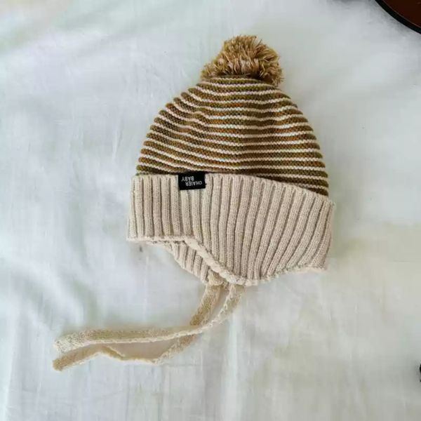 Mũ Len Kẻ Sọc Bịt Tai Mùa Đông Cho Bé Trai Bé Gái