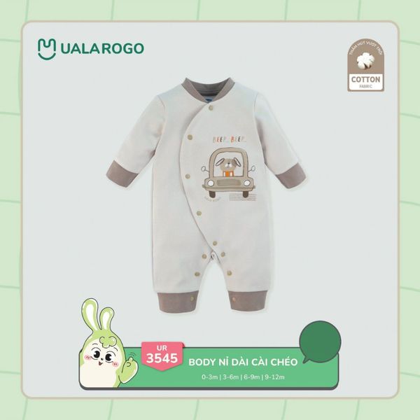 Bộ Nỉ Body Liền UALA ROGO UR3545 hu Đông Ấm Cho Bé 0-12M