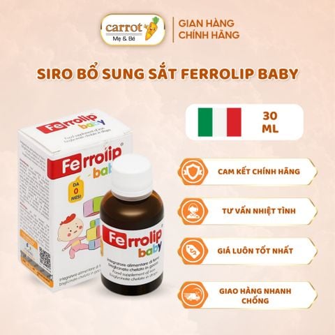 Siro Bổ Sung Sắt Ferrolip Baby 0M+, Vị Đào Thơm Ngon Lọ 30ML