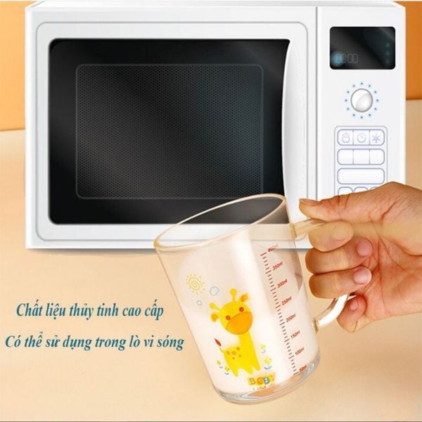 Cốc Thuỷ Tinh Chia Vạch Ml Có Nắp Chống Đổ