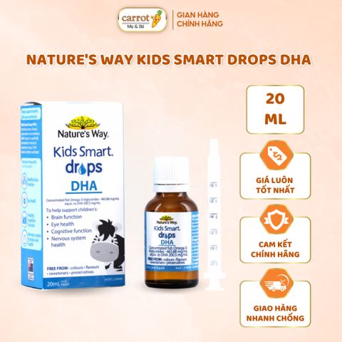 DHA Nature's Way Kids Smart Drops DHA Dạng Giọt 20ml Giúp Tăng Trí Thông Minh, Phát Triển Não Bộ Cho Bé