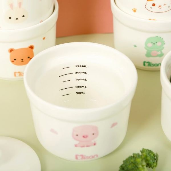 Hũ Sứ Đa Năng 2 Nắp - Misan Có Chia Vạch, Bát Ăn Dặm Cho Bé