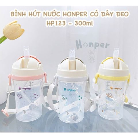 Bình Nước HONPER Có Dây Đeo 300ML  HP123, Bình Tập Uống Cho Bé