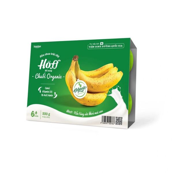 Sữa Chua Organic Hoff Vỉ 6 Hộp Vị Chuối, Vị Dâu Cho Bé Từ 6 Tháng Tuổi