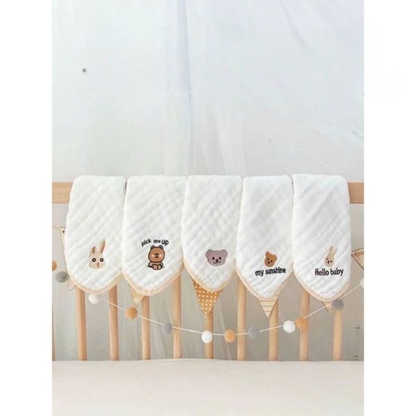 Set 5 Khăn Sữa Xô In Gấu Youpin, Mềm Mại, An Toàn Cho Bé