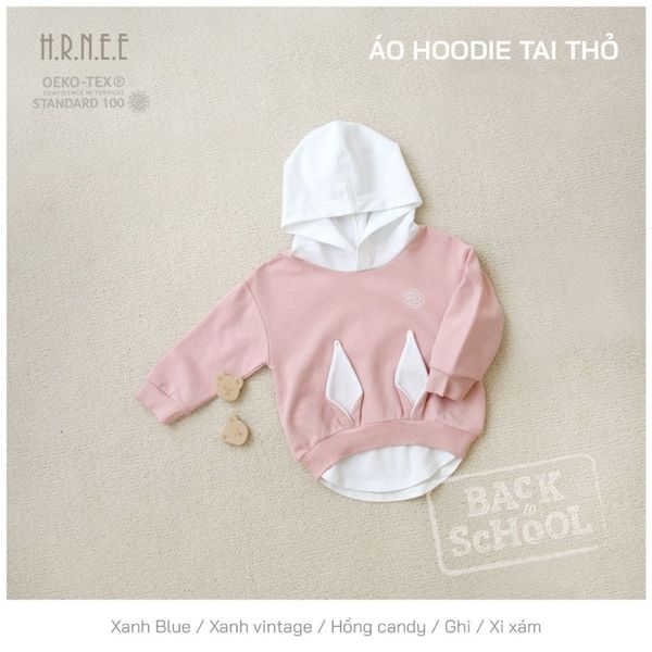 Áo Hoodie Tai Thỏ Hrnee, ÁO Thu Đông Trẻ Em Cao Cấp