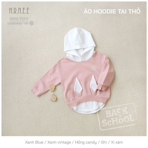 Áo Hoodie Tai Thỏ Hrnee, ÁO Thu Đông Trẻ Em Cao Cấp