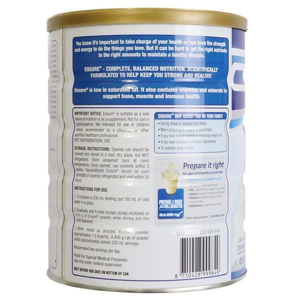 Sữa Bột Ensure Úc Mẹ Và Bé - Dinh Dưỡng Cao, Bảo Vệ Đường Ruột - 850g