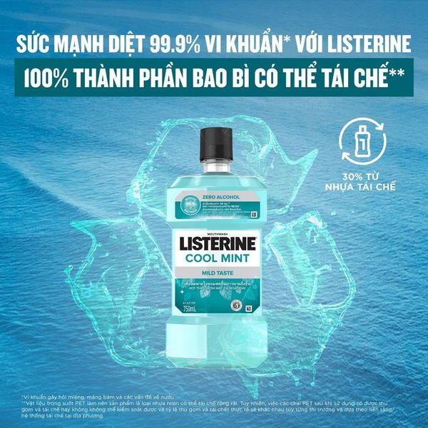 Nước súc miệng Listerine Cool Mint, Giúp Hơi Thở Thơm Mát - Siêu Thị Mẹ Và Bé Carrot