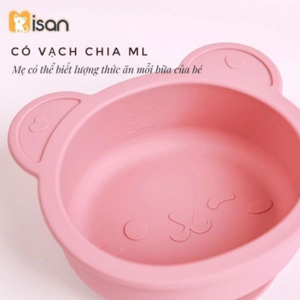 Bát Ăn Dặm Silicon Hình Gấu Misan Kèm Thìa Cho Bé