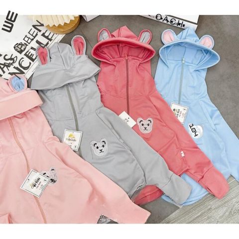 Áo Khoác Chống Nắng Cho Bé Thông Hơi Kim Cương Tai Thỏ