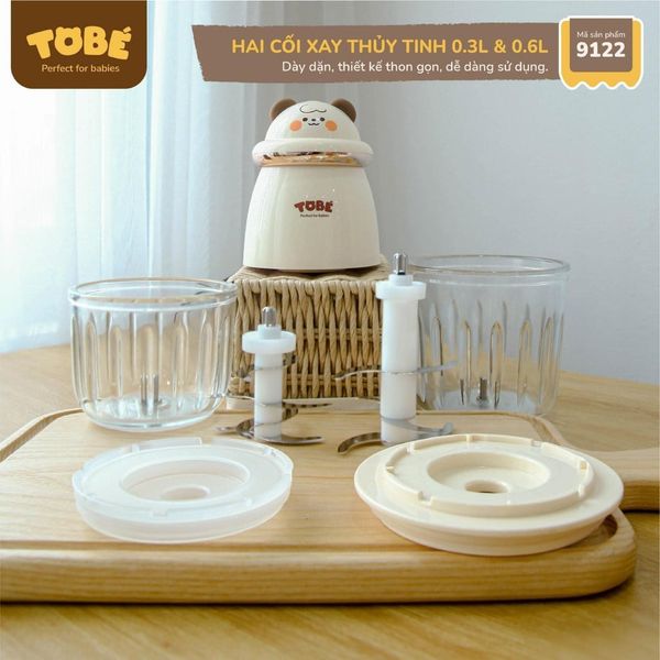 Máy Xay Đa Năng ToBe Beanie Plus 0.6L 9122, 8 Lưỡi, Tặng Kèm Cối 0.3L Chính Hãng