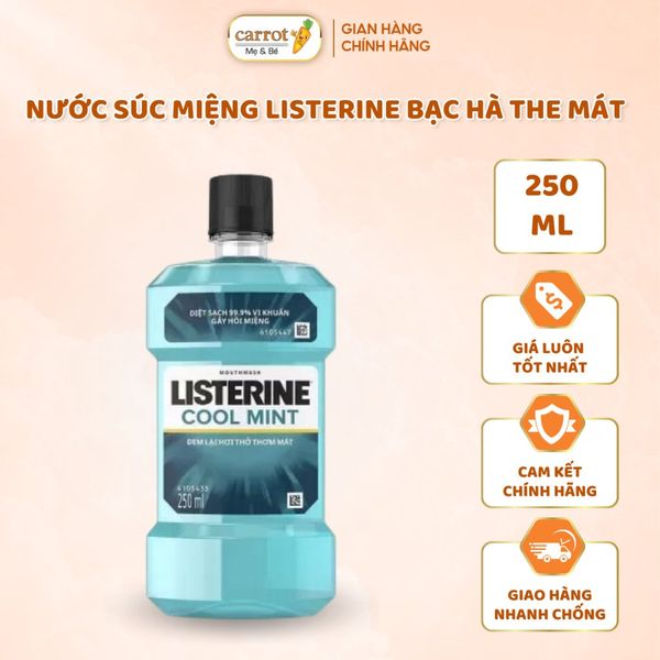 Nước súc miệng Listerine Cool Mint, Giúp Hơi Thở Thơm Mát - Siêu Thị Mẹ Và Bé Carrot