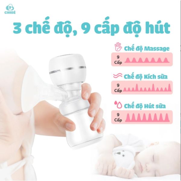 Máy Hút Sữa Không Dây ChiBé Momi 3 CB025 Với 3 Chế Độ, 9 Cấp Độ Hút