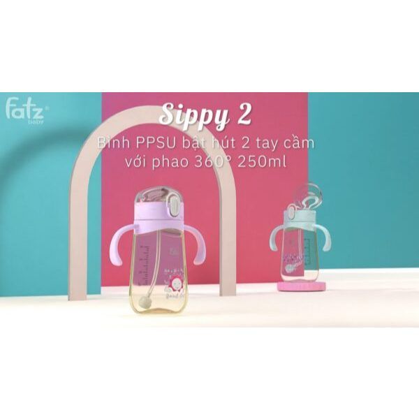 Bình Nước Fatzbaby FB0298BT-X PPSU Bật Hút Hai Tay Cầm 250ML Cho Bé 6M