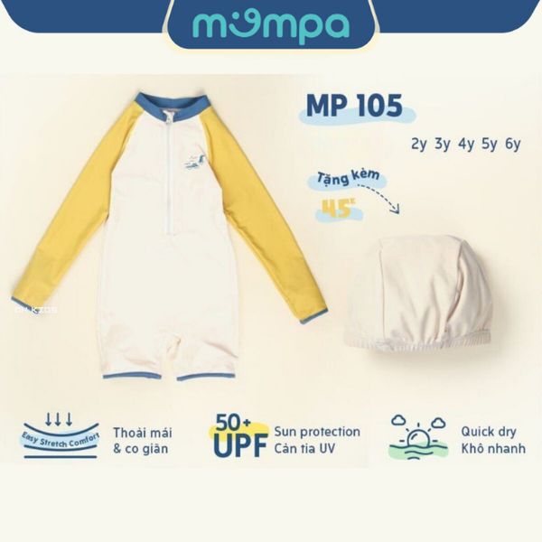 Đồ Bơi Bé Trai Mompa 2-6 Tuổi Có Tặng Kèm Mũ